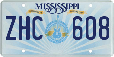 MS license plate ZHC608