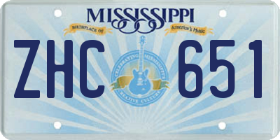 MS license plate ZHC651