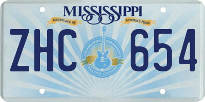 MS license plate ZHC654