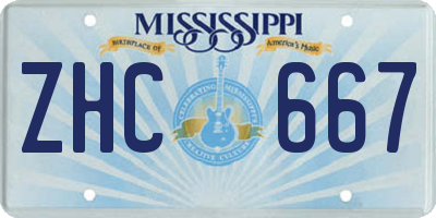 MS license plate ZHC667