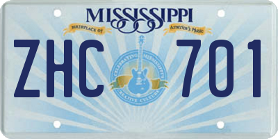 MS license plate ZHC701