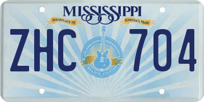 MS license plate ZHC704
