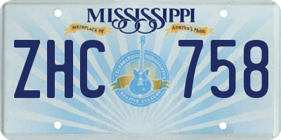MS license plate ZHC758
