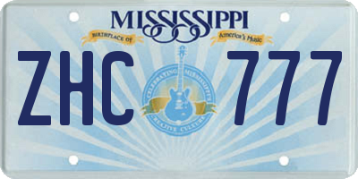 MS license plate ZHC777