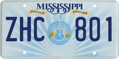 MS license plate ZHC801