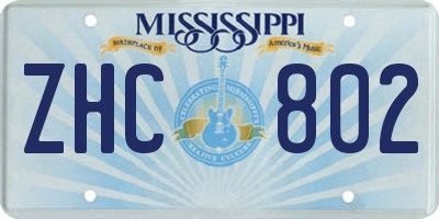 MS license plate ZHC802