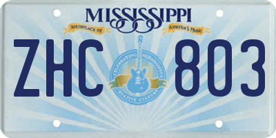 MS license plate ZHC803