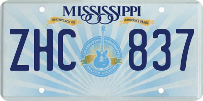 MS license plate ZHC837