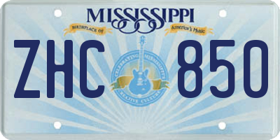 MS license plate ZHC850