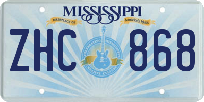 MS license plate ZHC868
