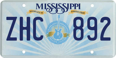 MS license plate ZHC892