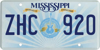 MS license plate ZHC920
