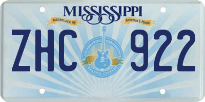 MS license plate ZHC922
