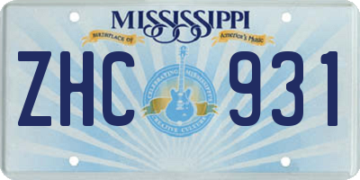 MS license plate ZHC931