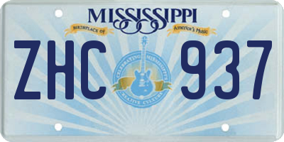 MS license plate ZHC937