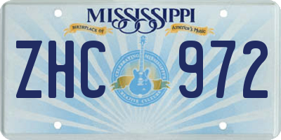 MS license plate ZHC972