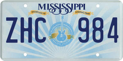 MS license plate ZHC984