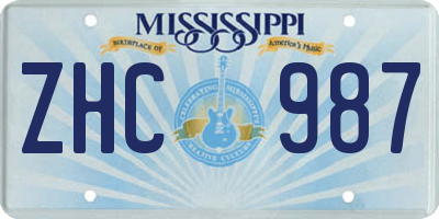 MS license plate ZHC987
