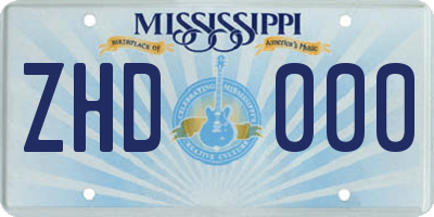 MS license plate ZHD000