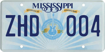 MS license plate ZHD004