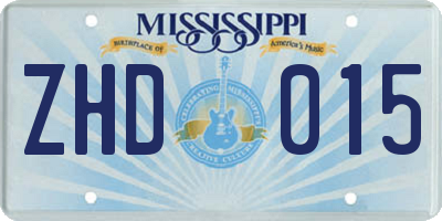 MS license plate ZHD015