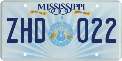 MS license plate ZHD022
