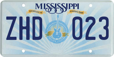 MS license plate ZHD023