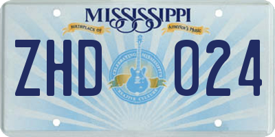 MS license plate ZHD024