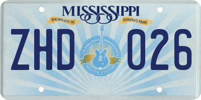 MS license plate ZHD026