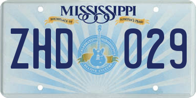 MS license plate ZHD029