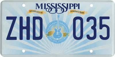 MS license plate ZHD035