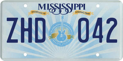 MS license plate ZHD042