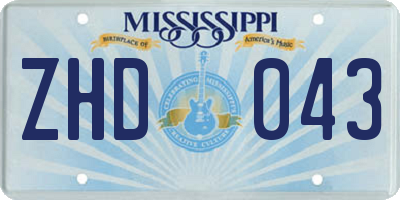 MS license plate ZHD043