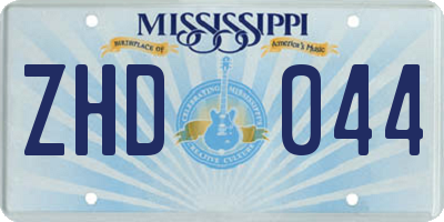 MS license plate ZHD044