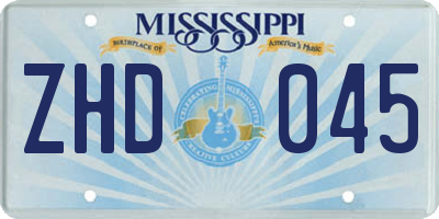 MS license plate ZHD045