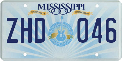 MS license plate ZHD046