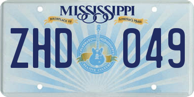 MS license plate ZHD049