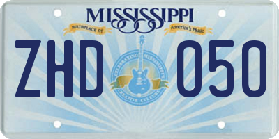 MS license plate ZHD050