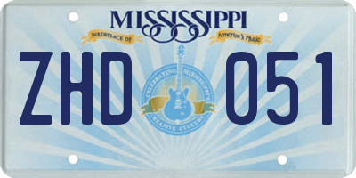 MS license plate ZHD051