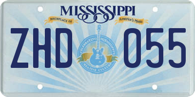 MS license plate ZHD055