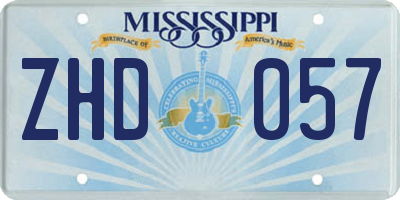 MS license plate ZHD057