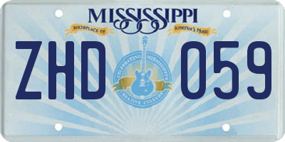 MS license plate ZHD059
