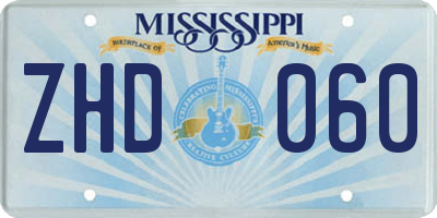 MS license plate ZHD060