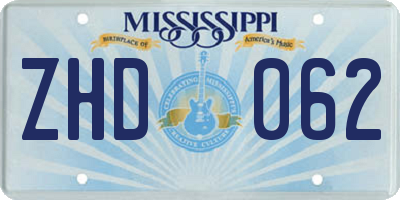 MS license plate ZHD062