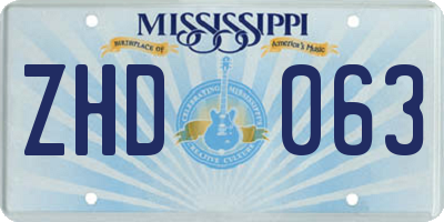 MS license plate ZHD063