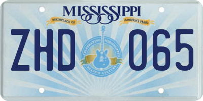 MS license plate ZHD065
