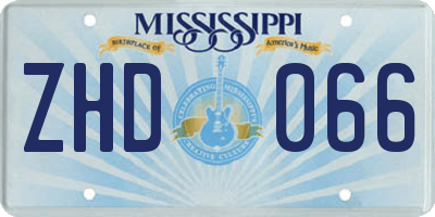MS license plate ZHD066