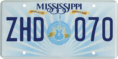 MS license plate ZHD070