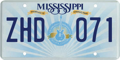 MS license plate ZHD071