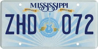 MS license plate ZHD072